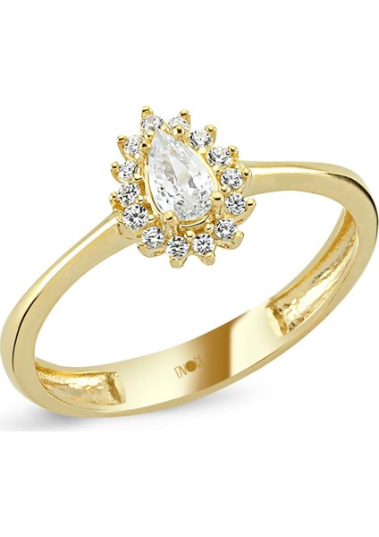 Ayyıldız Kuyumculuk Kadın Damla Taşlı Sarı Altın Yüzük fiyatları