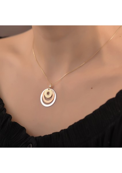 Ayyıldız Kuyumcu Kadın Üçlü Altın Plaka Kolye