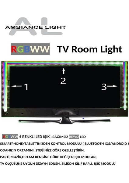 Ambıance Lıght-Rgb Bluetooth Tv Arkası Ortam Aydınlatma (32"-81CM Tv Ler Için)