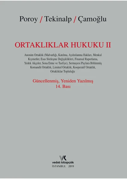 Ortaklıklar Hukuku Iı - Reha Poroy