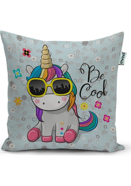 Home Unicorn Desenli 3D Baskılı Dekoratif Kırlent Kılıfı