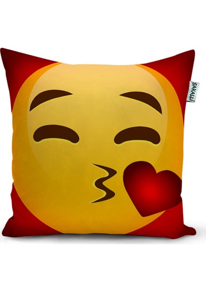 Home Emoji Desen 3D Baskılı Dekoratif Kırlent Kılıfı