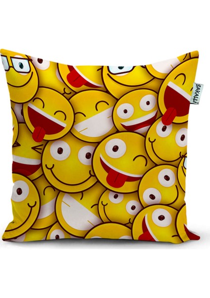 Home Emoji Desen 3D Baskılı Dekoratif Kırlent Kılıfı