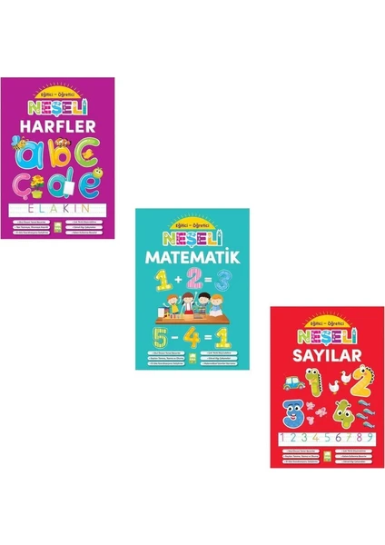 Ema Çocuk Eğitici-Öğretici Neşeli Harfler + Neşeli Matematik + Neşeli  Sayılar