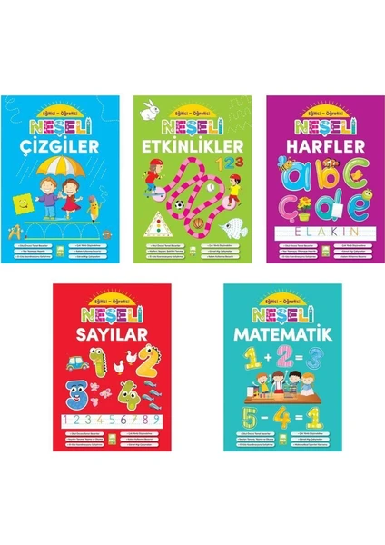 Ema Çocuk Eğitici-Öğretici Neşeli Harfler + Neşeli Matematik + Neşeli  Sayılar + Neşeli Çizgiler+ Neşeli Etlinlikler