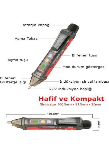 Uni-T UT12E Temassız Ac Voltaj Gerilim Dedektörü