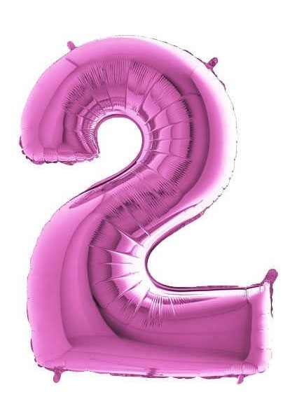 2 Yaş Balonu Rakam Balon Pembe Renk 40 Inç Folyo Balon 100 cm