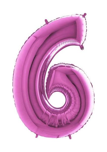 6 Yaş Balonu Rakam Balon Pembe Renk 40 Inç Folyo Balon 100 cm