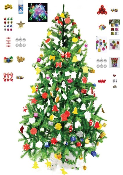 Pazarız Yılbaşı Seti 60 cm Çam Ağaçı 41 Ad Süsleri Midi Paket