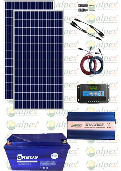 1200 Watt Tv Aydınlatma Bağ Evi Güneş Enerjisi 170W Solar Paket