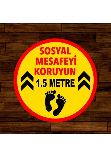 Lütfen Sağlığınız İçin Sosyal Mesafeyi Koruyalım 1.5 m Ayak İzi Sticker 45 x 45 cm 5'li SYL06