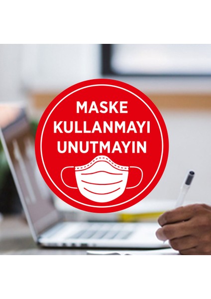 Maske Kullanmayı Unutmayın Sticker Afiş Duvar İçin 25 x 25 cm 5'li SYL13