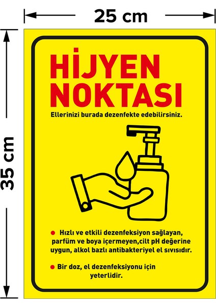 Hijyen Noktası Sarı Zeminli Dekote Malzeme 25 x 35 cm SYL32
