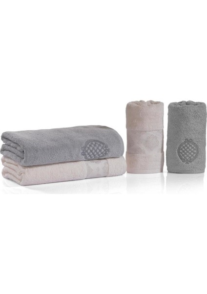 Premium 4 Parça Banyo Havlu/hamam Seti Gri