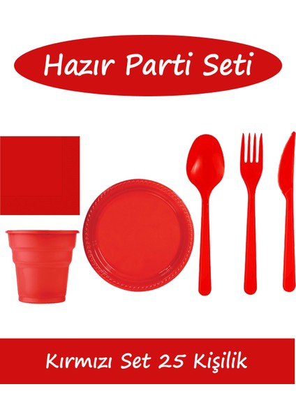 Kırmızı Parti Seti 25 Kişilik