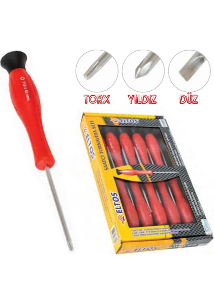 Torx-Düz-Yıldız Saatçi Klemens Tornavida Seti 10 Parça