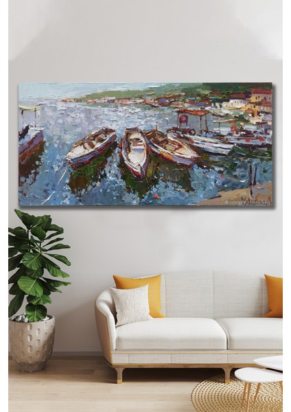 50x70 Yağlı Boya Görünümlü Liman Kanvas Tablo