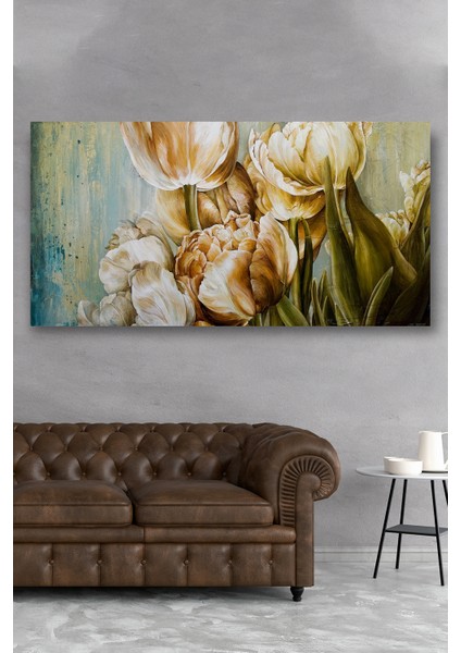 60X120 Lale Bahçesi Kanvas Tablo