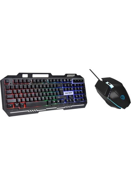 HKM-X86 Quın Siyah USB Gökkuşağı Zemin Aydınlatmalı Gaming Oyuncu Klavye + Mouse Set