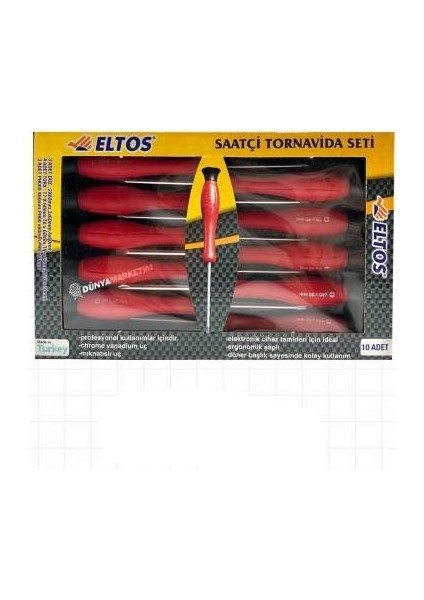 Torx-Düz-Yıldız Saatçi Klemens Tornavida Seti 10 Parça