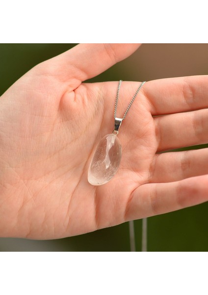 Kristal Kuvars Taşı Şekilsiz Kolye