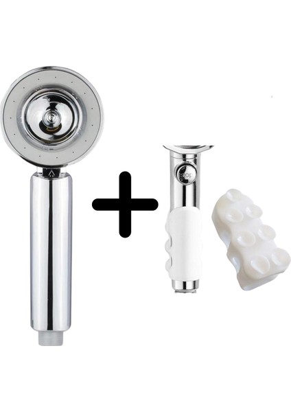 Çift Taraflı Su Akıtan Şampuan Hazneli duş Başlığı Ve duş Başlığı Askı Tutucu Silikon Vakum Seti