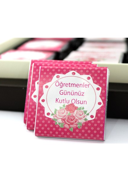 Öğretmenler Günü 48'li Hediyelik %100 El Yapımı Madlen Çikolata Kutulu modelleri