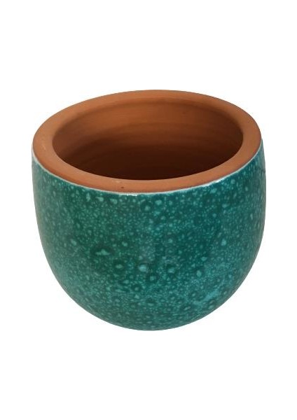 Özel Yapım Yeşil Damla Renk El Yapımı Toprak Saksı - 15*15 cm
