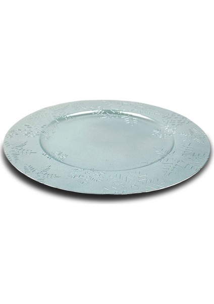 Kar Taneli Gri Yuvarlak Sert Plastik Tabak 33CM