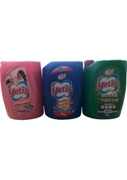 Yetiş 3'lü Ekonomik Set Bulaşık Deterjanı & Yumuşatıcı & Çamaşır Suyu