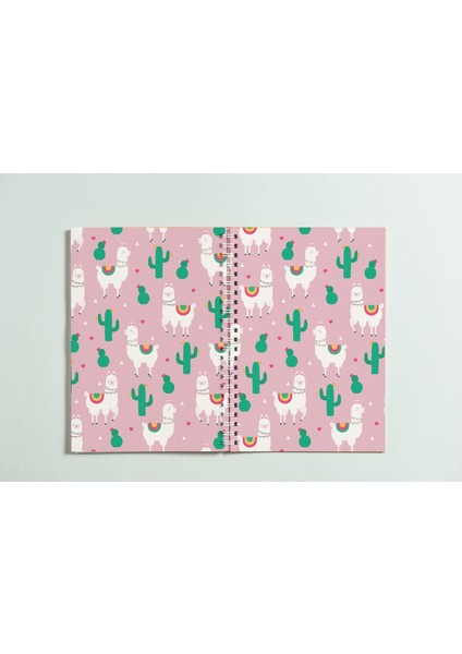 PYTKDT044 A5 Lama Kaktüs Spiral Çizgisiz Defter 96 Yaprak