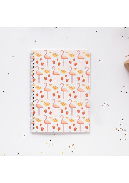PYTKDT051 A5 Flamingo Baskılı Spiral Çizgisiz Defter 96 Yaprak