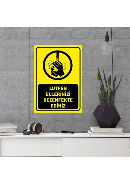 Lütfen Ellerinizi Dezenfekte Ediniz Dekote Malzeme 35 x 50 cm SYL43