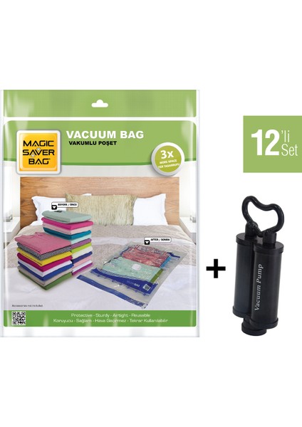 Magıc Saver Bag 12'li Ekonomik Vakumlu Poşet Pompa