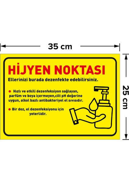 Hijyen Noktası Sarı Zeminli Yatay Sac Malzeme 25 x 35 cm SYL33
