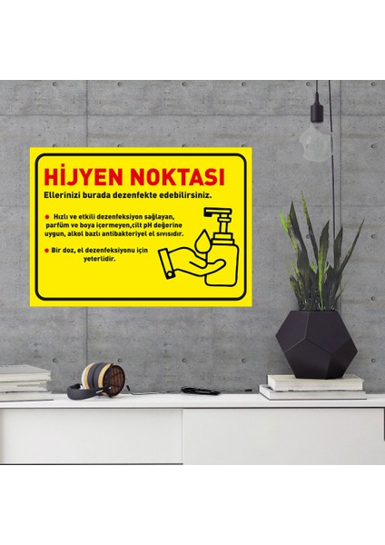 Hijyen Noktası Sarı Zeminli Yatay Sac Malzeme 25 x 35 cm SYL33