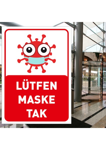 Lütfen Maske Tak Korana Simgeli Çocuklar İçin Sac Malzeme 25 x 35 cm SYL45