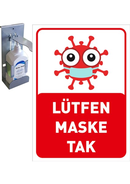 Lütfen Maske Tak Korana Simgeli Çocuklar İçin Sac Malzeme 25 x 35 cm SYL45