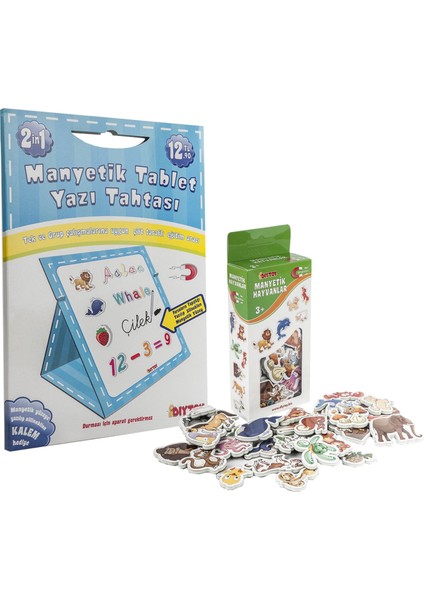 Diy-Toy Manyetik Tablet Yazı Tahtası Mavi + Manyetik Hayvanlar
