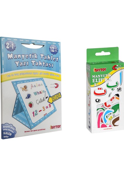 Diy-Toy Manyetik Tablet Yazı Tahtası Mavi + Manyetik Kuran Harfleri