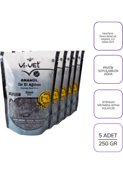 Siyah Boncuk / Granül 5’li Ağda Seti