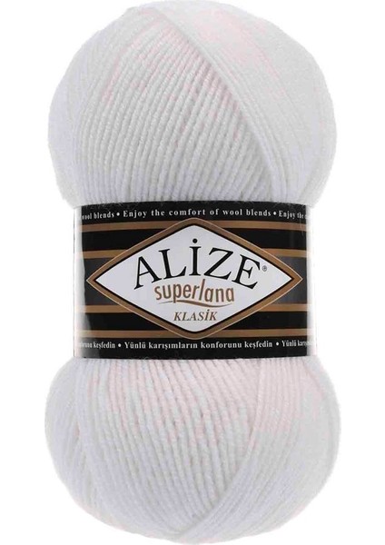 Superlana Klasik 55 Beyaz Örgü İpi