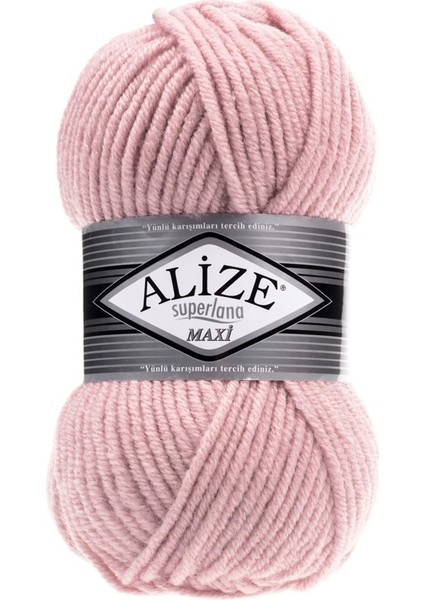 Superlana Maxi Pudra Renkli Örgü İpi %75 Akrilik %25 Yün 100 Gram 100 Metre