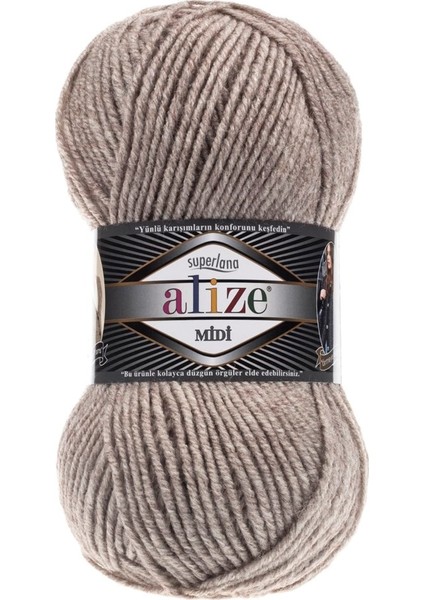 Superlana Midi 207 Açık Kahve Melanj Örgü İpi