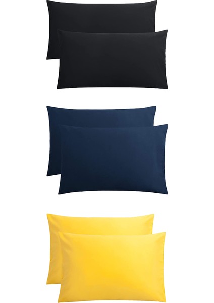 6'lı Yastık Kılıfı 50x70+20cm Kapaklı Siyah-Lacivert-Sarı