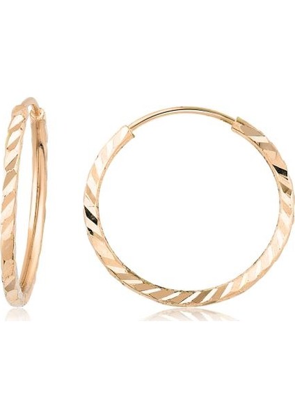 14 Ayar Kalemli Halka Küpe Rose (Çapı: 1.8cm) W4E35036