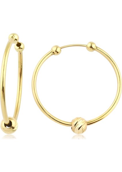 14 Ayar Dorikalı Halka Küpe (Çapı: 2.7cm) W4E35064