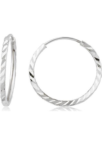 14 Ayar Kalemli Halka Küpe Beyaz (Çapı: 1.8cm) W4E35034