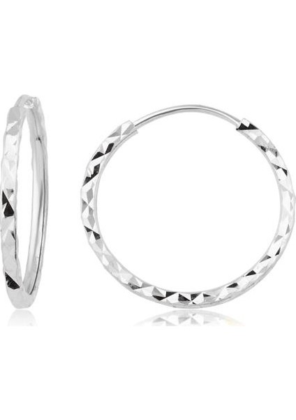 14 Ayar Kalemli Halka Küpe Beyaz (Çapı: 1.8cm) W4E35049