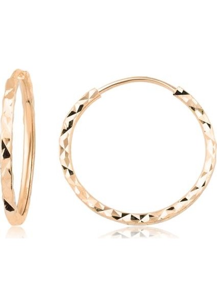 14 Ayar Kalemli Halka Küpe Rose (Çapı: 1.8cm) W4E35051